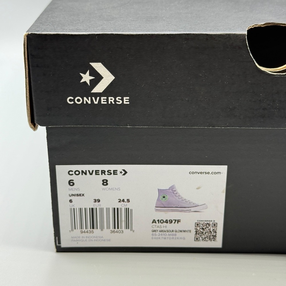 Converse Men's 6 Sneakers Grey Sour Glow Polyester Suede Hi Women's 8 A10497F - Picture 9 of 13